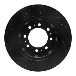 Dodge Ram 3500 Brake Rotor (1) - Rear Right - R1 Concepts - Drilled & Slotted - Black - `09-`25